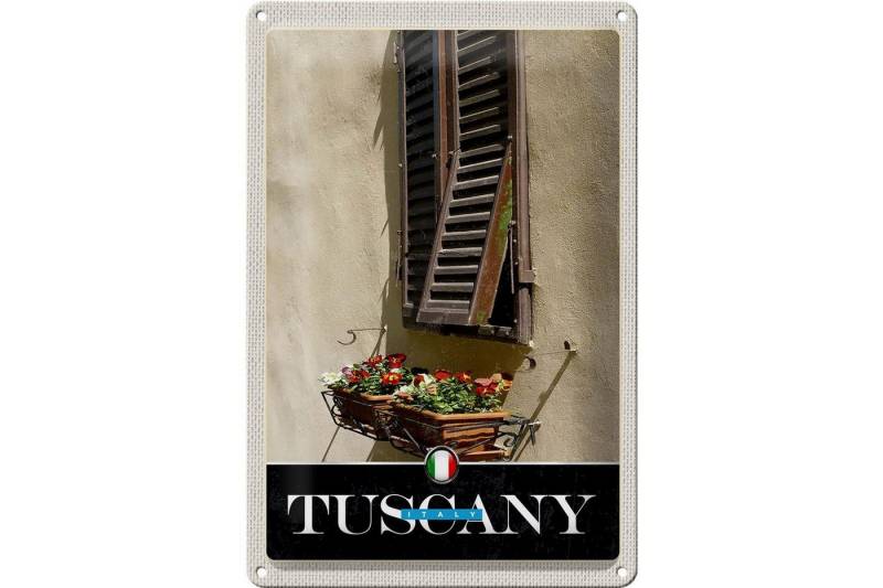 Femer GmbH Metallschild Reise 20x30cm Toskana Italien Fenster Blumen Schild, (1 St), gewölbte Oberfläche, abgerundete Ecken, umgeschlagene Kanten von Femer GmbH