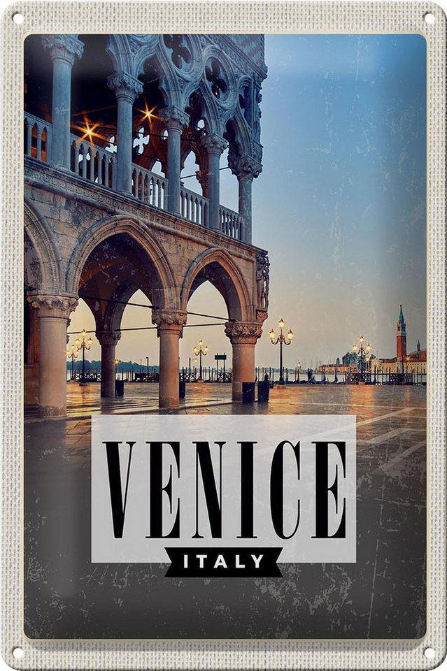 Femer GmbH Metallschild Reise 20x30cm Venice Venedig Panorama Poster, (1 St), gewölbte Oberfläche, abgerundete Ecken, umgeschlagene Kanten von Femer GmbH
