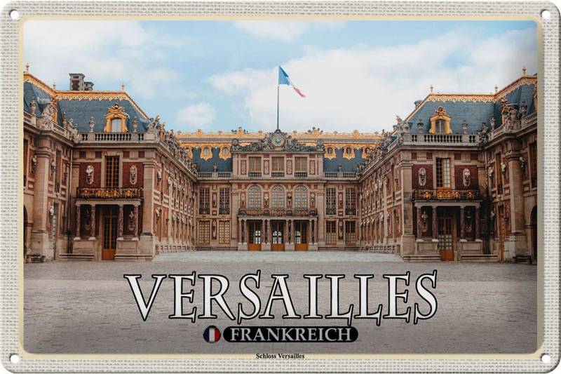 Femer GmbH Metallschild Reise 30x20cm Versailles Frankreich Schloss Frontansicht, (1 St), gewölbte Oberfläche, abgerundete Ecken, umgeschlagene Kanten von Femer GmbH