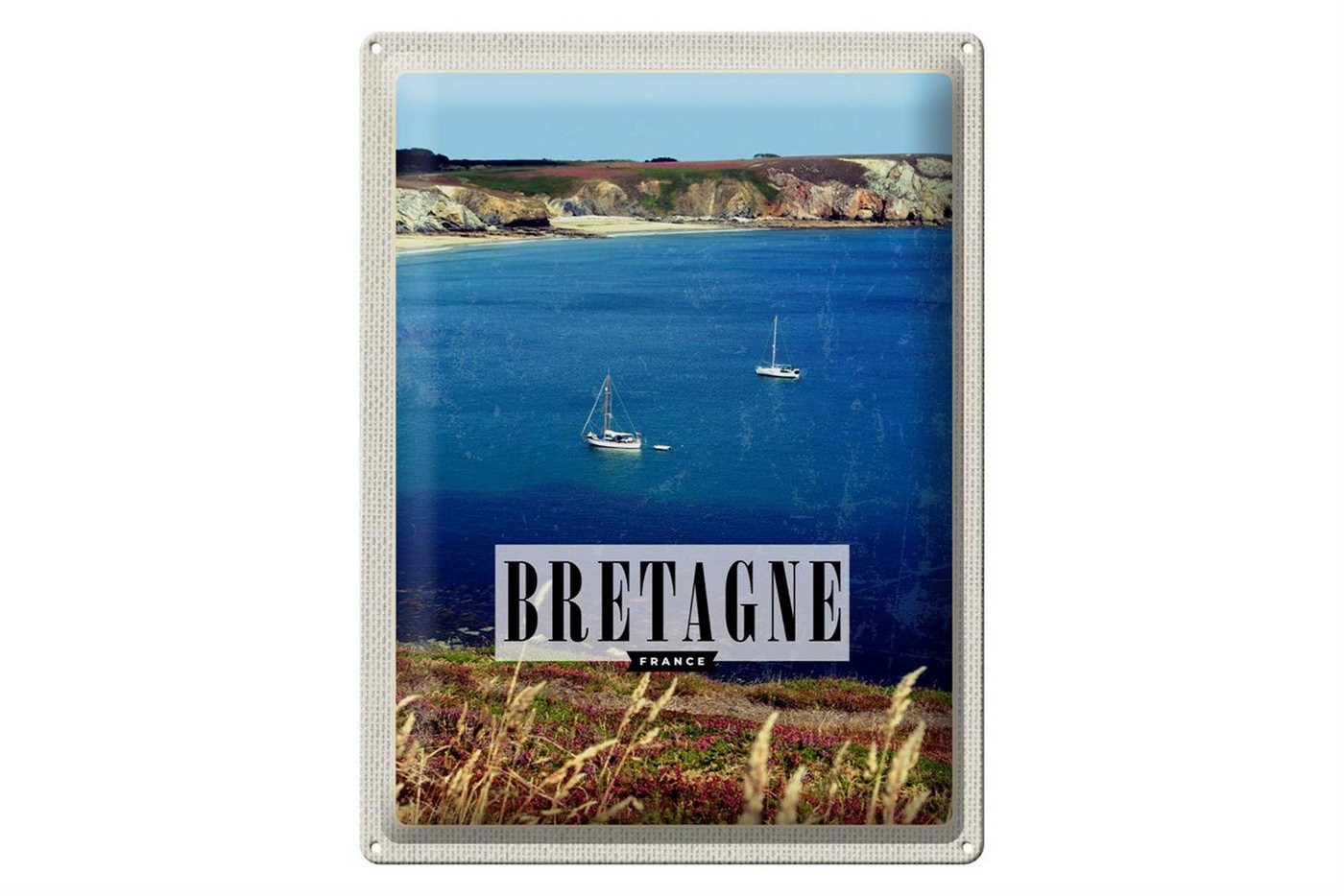 Femer GmbH Metallschild Reise 30x40cm Bretagne France Urlaub Poster, (1 St), gewölbte Oberfläche, abgerundete Ecken, umgeschlagene Kanten von Femer GmbH