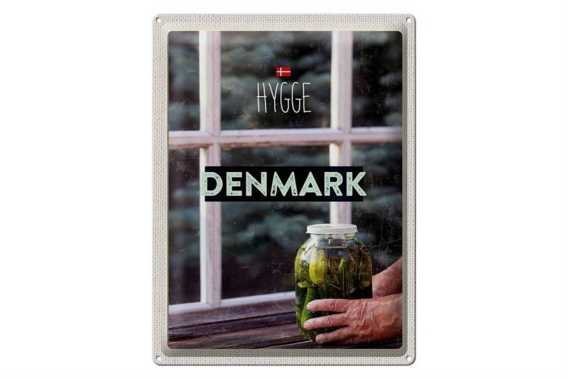 Femer GmbH Metallschild Reise 30x40cm Dänemark Gurken im Glas Fenster, (1 St), gewölbte Oberfläche, abgerundete Ecken, umgeschlagene Kanten von Femer GmbH