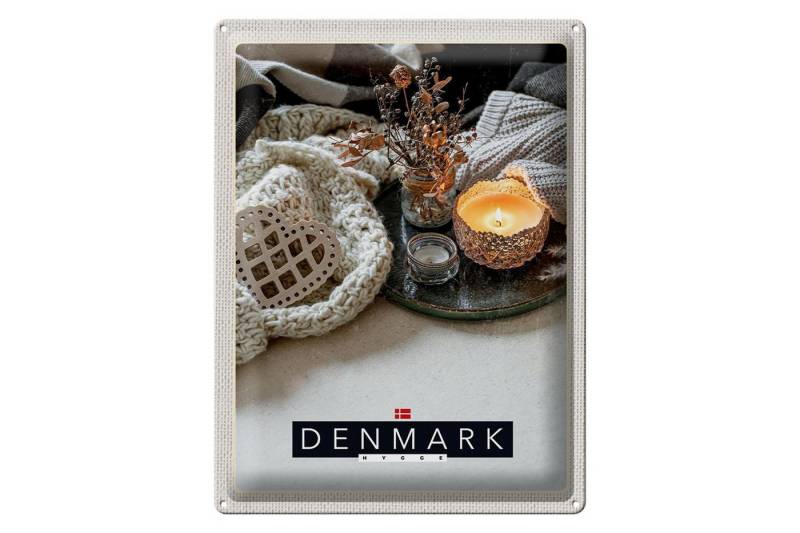 Femer GmbH Metallschild Reise 30x40cm Dänemark ration gemütlich Kerze, (1 St), gewölbte Oberfläche, abgerundete Ecken, umgeschlagene Kanten von Femer GmbH