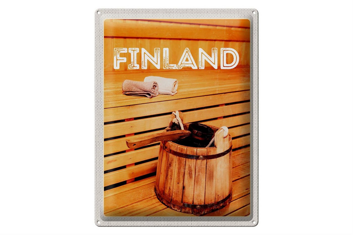 Femer GmbH Metallschild Reise 30x40cm Finnland Sauna Saunazubehör, (1 St), gewölbte Oberfläche, abgerundete Ecken, umgeschlagene Kanten von Femer GmbH