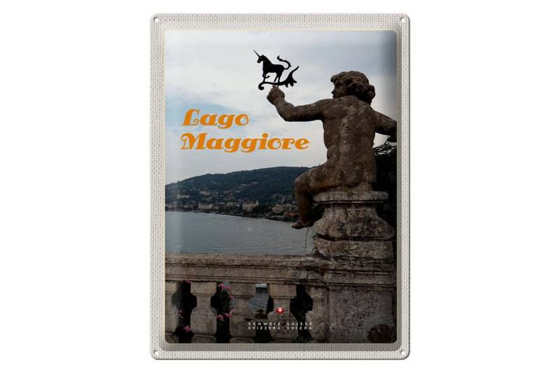 Femer GmbH Metallschild Reise 30x40cm Lago Maggiore Einhorn Skulptur Natur, (1 St), gewölbte Oberfläche, abgerundete Ecken, umgeschlagene Kanten von Femer GmbH