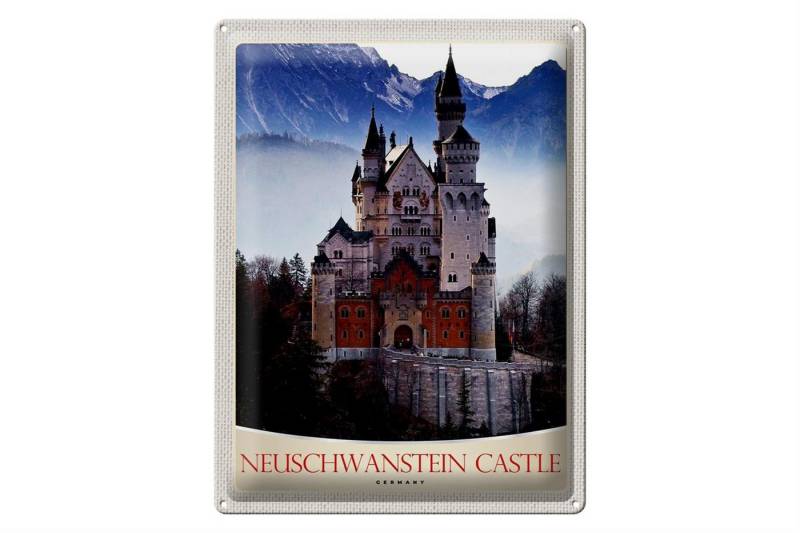 Femer GmbH Metallschild Reise 30x40cm Neuschwanstein Schloss Deutschland, (1 St), gewölbte Oberfläche, abgerundete Ecken, umgeschlagene Kanten von Femer GmbH