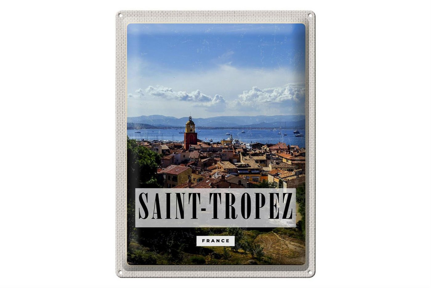 Femer GmbH Metallschild Reise 30x40cm Saint-Tropez France Panorama Poster, (1 St), gewölbte Oberfläche, abgerundete Ecken, umgeschlagene Kanten von Femer GmbH