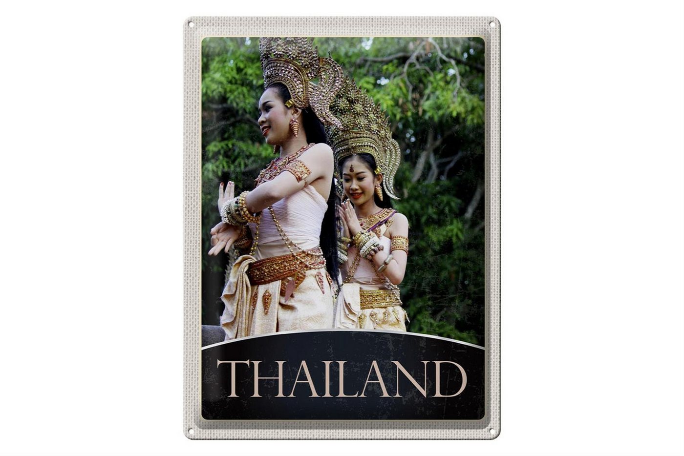 Femer GmbH Metallschild Reise 30x40cm Thailand Tropen Natur Frau Religion, (1 St), gewölbte Oberfläche, abgerundete Ecken, umgeschlagene Kanten von Femer GmbH