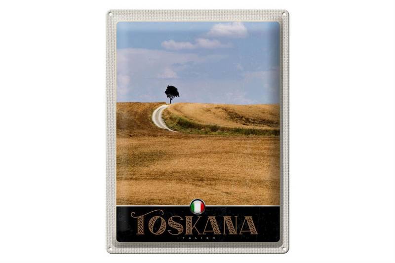Femer GmbH Metallschild Reise 30x40cm Toskana Italien Baum Wiese Natur, (1 St), gewölbte Oberfläche, abgerundete Ecken, umgeschlagene Kanten von Femer GmbH
