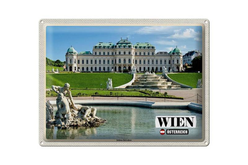 Femer GmbH Metallschild Reise Wien Österreich Schloss Belvedere 40x30cm, (1 St), gewölbte Oberfläche, abgerundete Ecken, umgeschlagene Kanten von Femer GmbH