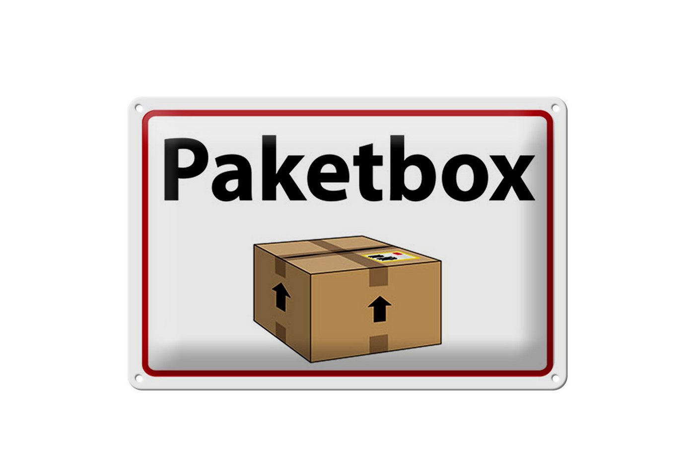 Femer GmbH Metallschild Spruch 12x18 cm Paketbox, (1 St), gewölbte Oberfläche, abgerundete Ecken, umgeschlagene Kanten von Femer GmbH