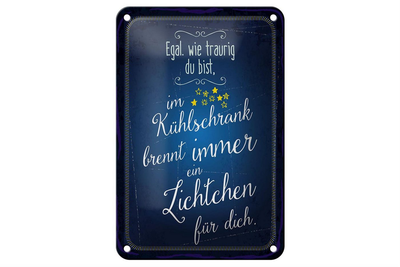 Femer GmbH Metallschild Spruch 12x18cm Im Kühlschrank brennt immer Licht für dich Schild, (1 St), gewölbte Oberfläche, abgerundete Ecken, umgeschlagene Kanten von Femer GmbH