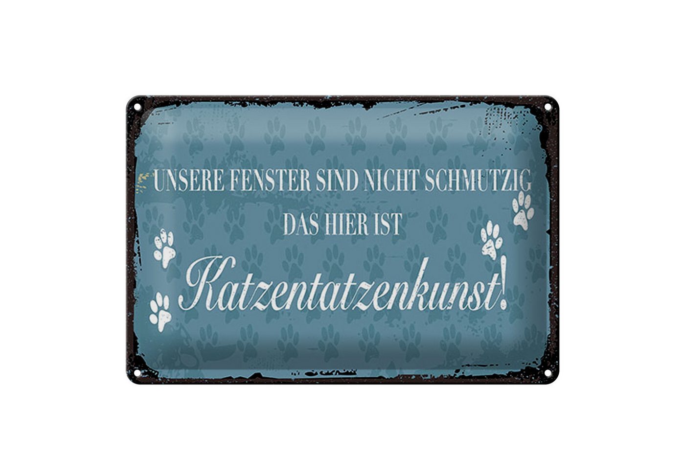 Femer GmbH Metallschild Spruch 20x30 cm Fenster haben Katzentatzenkunst, (1 St), gewölbte Oberfläche, abgerundete Ecken, umgeschlagene Kanten von Femer GmbH