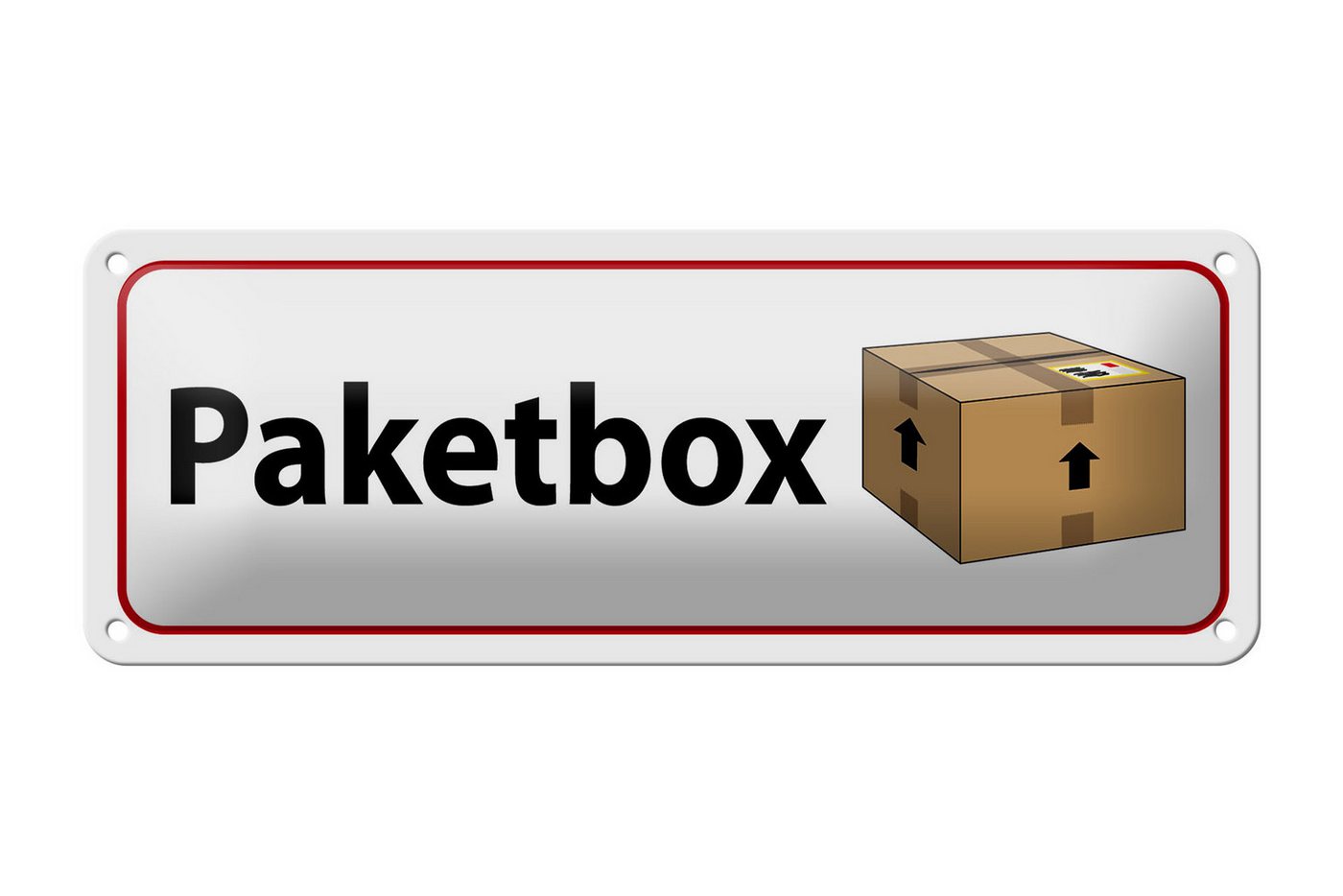 Femer GmbH Metallschild Spruch 27x10 cm Paketbox, (1 St), gewölbte Oberfläche, abgerundete Ecken, umgeschlagene Kanten von Femer GmbH