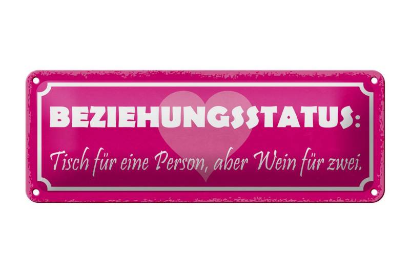 Femer GmbH Metallschild Spruch 27x10cm Beziehungsstatus Tisch 1 Person, (1 St), gewölbte Oberfläche, abgerundete Ecken, umgeschlagene Kanten von Femer GmbH