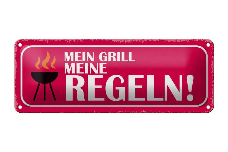 Femer GmbH Metallschild Spruch 27x10cm mein Grill meine Regeln, (1 St), gewölbte Oberfläche, abgerundete Ecken, umgeschlagene Kanten von Femer GmbH