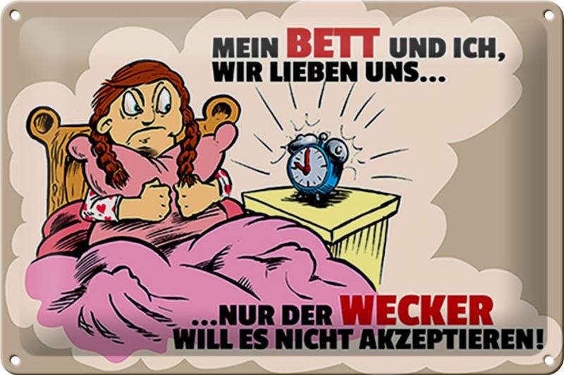 Femer GmbH Metallschild Spruch 30x20cm Mein Bett und Ich wir lieben uns, (1 St), gewölbte Oberfläche, abgerundete Ecken, umgeschlagene Kanten von Femer GmbH