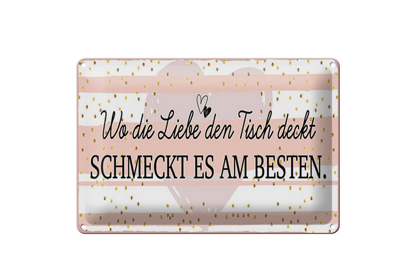 Femer GmbH Metallschild Spruch 30x20cm Wo die Liebe den Tisch deckt, (1 St), gewölbte Oberfläche, abgerundete Ecken, umgeschlagene Kanten von Femer GmbH