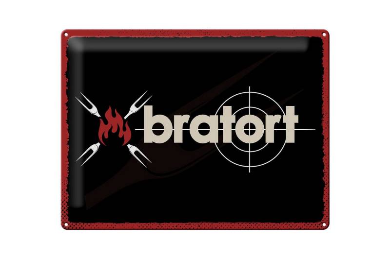 Femer GmbH Metallschild Spruch 30x40 cm Bratort Grill Gabeln, (1 St), gewölbte Oberfläche, abgerundete Ecken, umgeschlagene Kanten von Femer GmbH