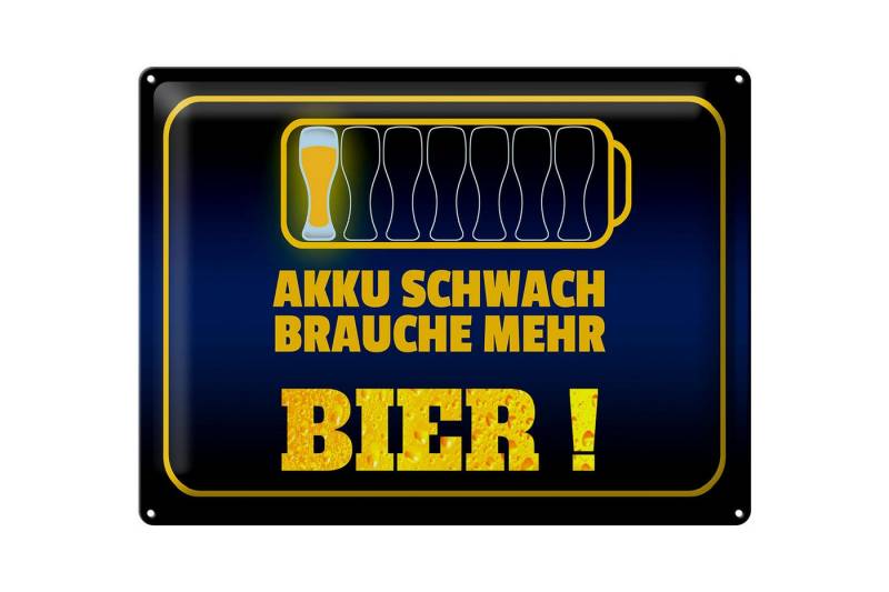 Femer GmbH Metallschild Spruch 40x30cm Akku schwach brauche mehr Bier, (1 St), gewölbte Oberfläche, abgerundete Ecken, umgeschlagene Kanten von Femer GmbH