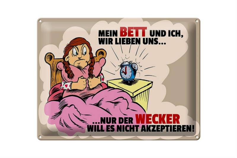 Femer GmbH Metallschild Spruch 40x30cm Mein Bett und Ich wir lieben uns, (1 St), gewölbte Oberfläche, abgerundete Ecken, umgeschlagene Kanten von Femer GmbH