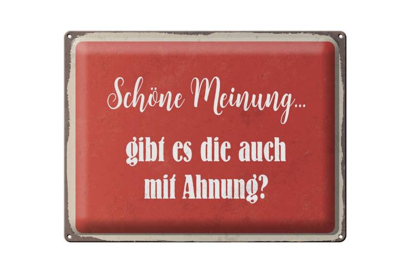 Femer GmbH Metallschild Spruch 40x30cm schöne Meinung gibt mit Ahnung, (1 St), gewölbte Oberfläche, abgerundete Ecken, umgeschlagene Kanten von Femer GmbH