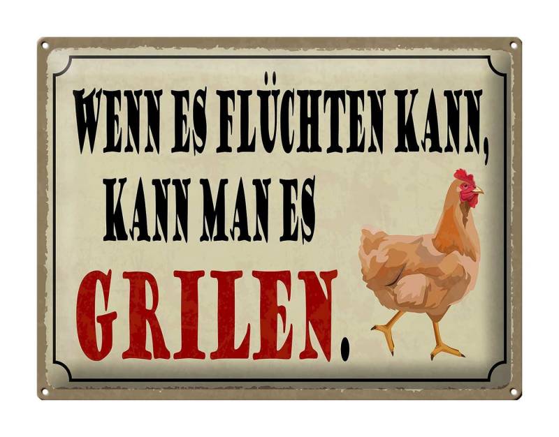 Femer GmbH Metallschild Spruch 40x30cm wenn es flüchten kann kann Grill, (1 St), gewölbte Oberfläche, abgerundete Ecken, umgeschlagene Kanten von Femer GmbH