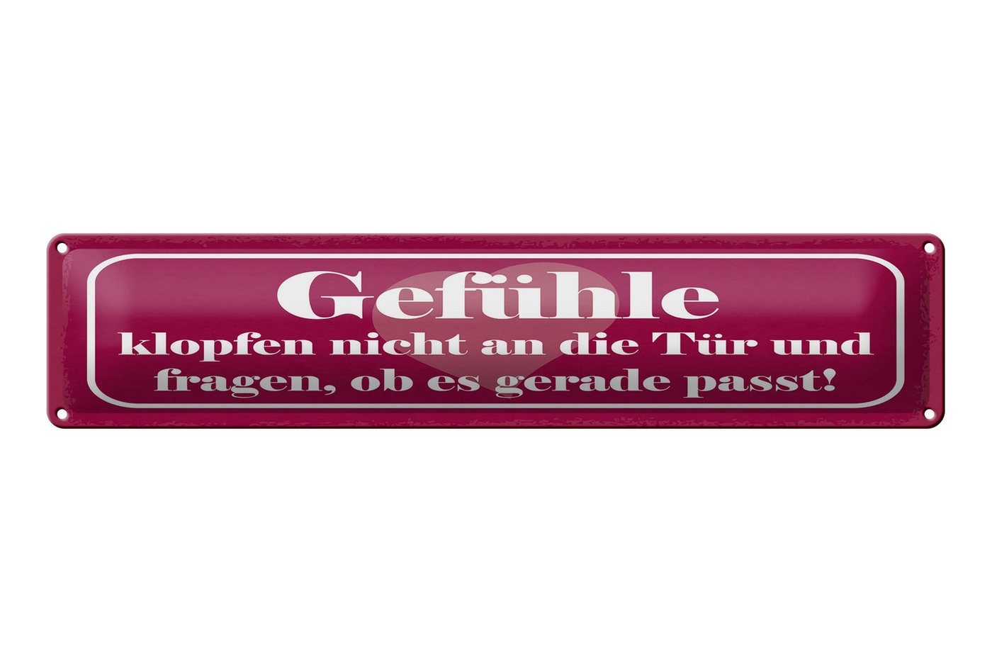 Femer GmbH Metallschild Spruch 46x10 cm Gefühle klopfen nicht an die Tür an und fragen, (1 St), gewölbte Oberfläche, abgerundete Ecken, umgeschlagene Kanten von Femer GmbH