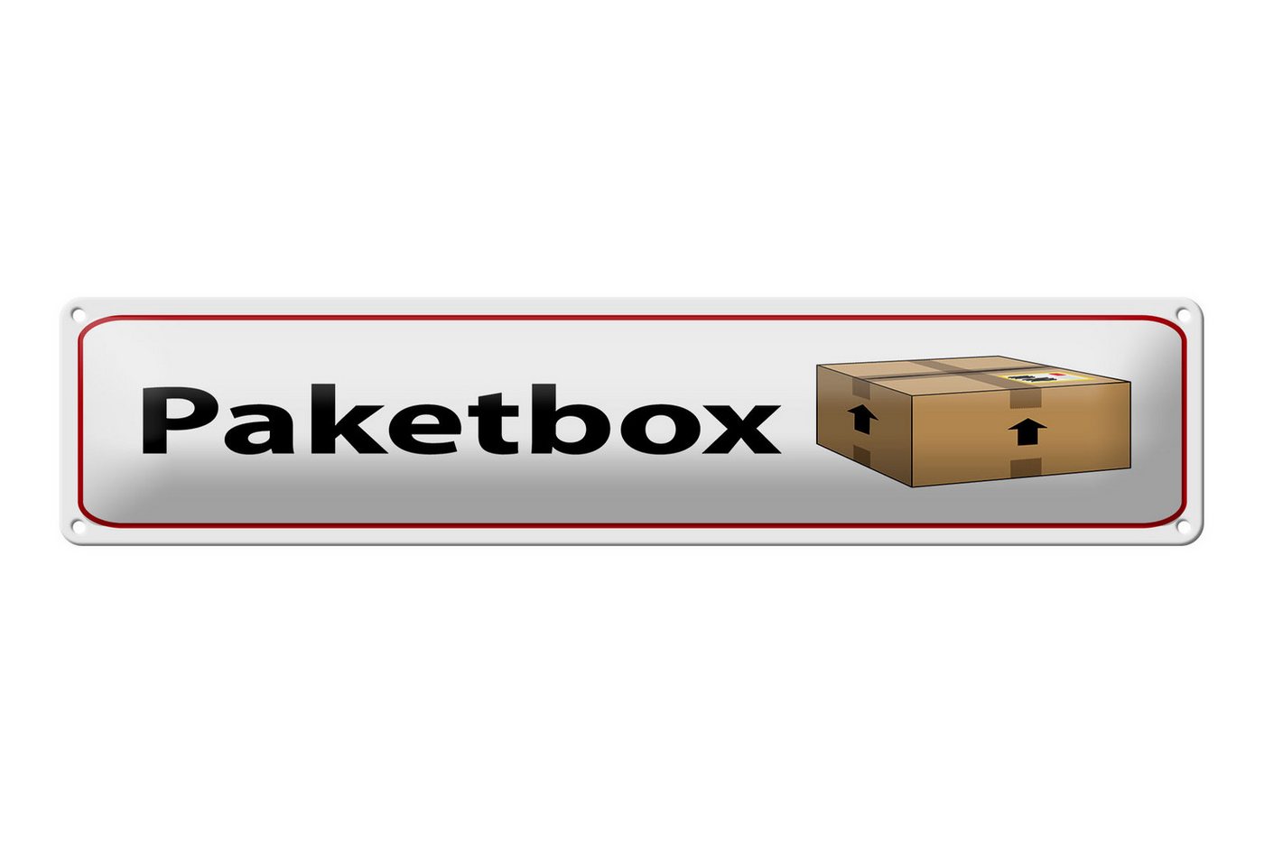 Femer GmbH Metallschild Spruch 46x10 cm Paketbox, (1 St), gewölbte Oberfläche, abgerundete Ecken, umgeschlagene Kanten von Femer GmbH
