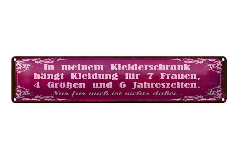 Femer GmbH Metallschild Spruch 46x10cm mein Kleiderschrank 4 Größen, (1 St), gewölbte Oberfläche, abgerundete Ecken, umgeschlagene Kanten von Femer GmbH