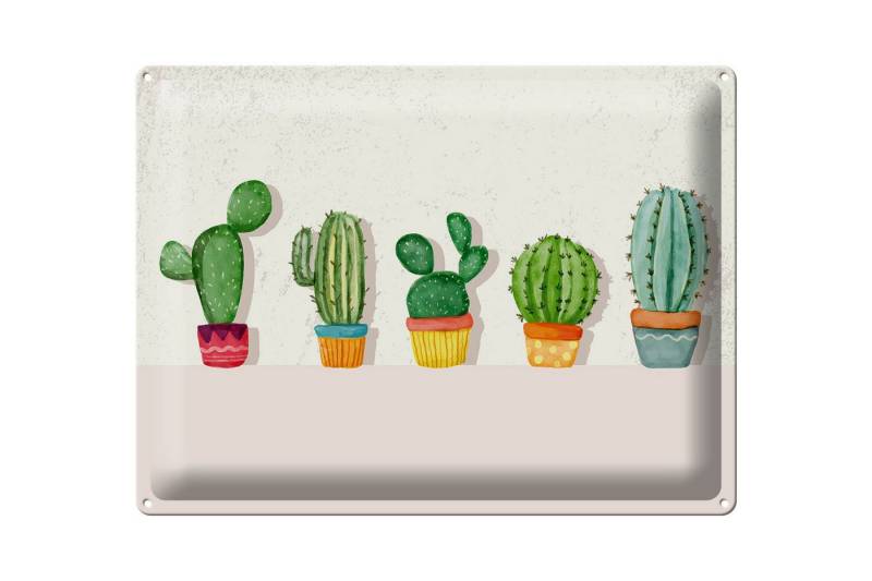 Femer GmbH Metallschild Spruch 5 Kakteen Blumentopf Kaktus 40x30cm, (1 St), gewölbte Oberfläche, abgerundete Ecken, umgeschlagene Kanten von Femer GmbH