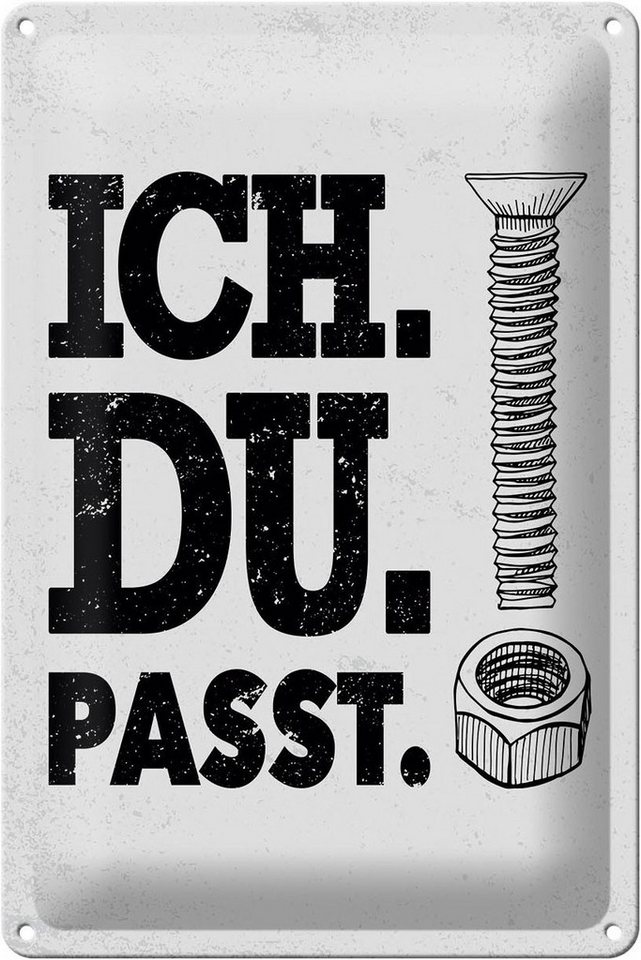 Femer GmbH Metallschild Spruch Ich Du Passt Schraube Mutter 20x30cm, (1 St), gewölbte Oberfläche, abgerundete Ecken, umgeschlagene Kanten von Femer GmbH