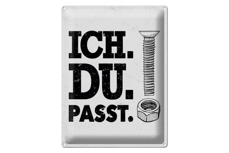 Femer GmbH Metallschild Spruch Ich Du Passt Schraube Mutter 30x40cm, (1 St), gewölbte Oberfläche, abgerundete Ecken, umgeschlagene Kanten von Femer GmbH