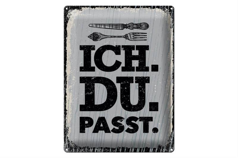 Femer GmbH Metallschild Spruch Ich Du passt Gabel Messer 30x40cm, (1 St), gewölbte Oberfläche, abgerundete Ecken, umgeschlagene Kanten von Femer GmbH