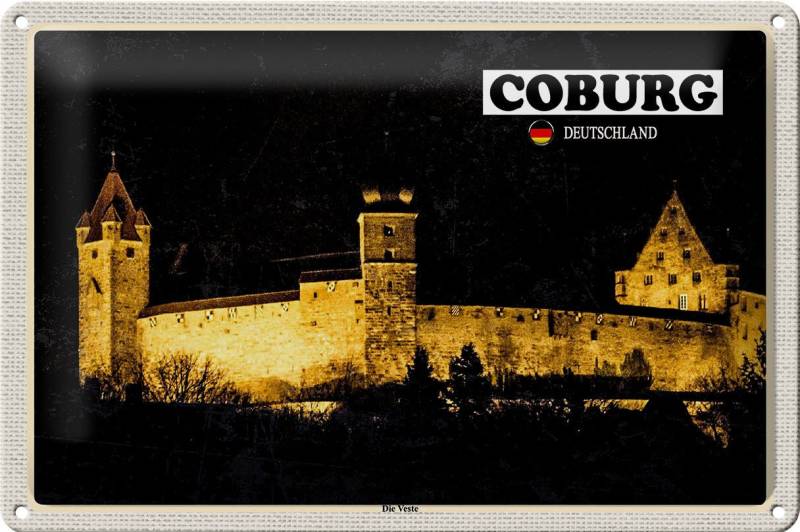 Femer GmbH Metallschild Städte Coburg Die Veste Schloss 30x20cm, (1 St), gewölbte Oberfläche, abgerundete Ecken, umgeschlagene Kanten von Femer GmbH