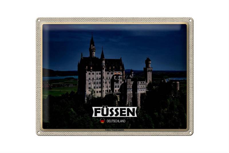Femer GmbH Metallschild Städte Füssen Schloss Neuschwanstein 40x30cm, (1 St), gewölbte Oberfläche, abgerundete Ecken, umgeschlagene Kanten von Femer GmbH