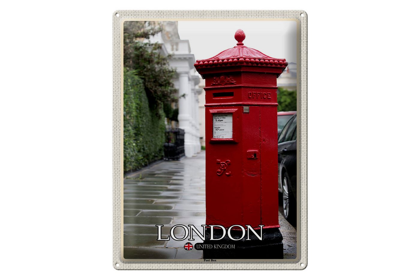 Femer GmbH Metallschild Städte London England UK Post Box 30x40cm, (1 St), gewölbte Oberfläche, abgerundete Ecken, umgeschlagene Kanten von Femer GmbH