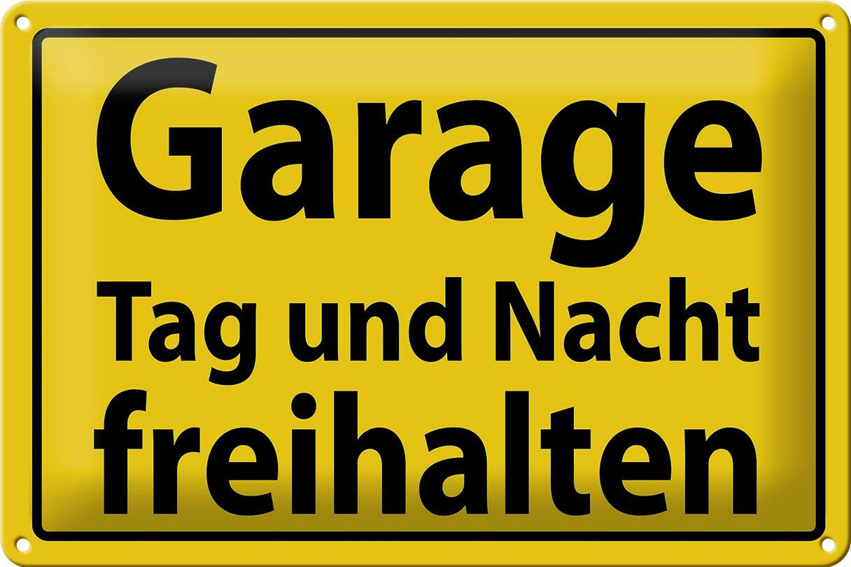 Femer GmbH Metallschild Verbotsschild 30x20cm Garage Tag Nacht freihalten, (1 St), gewölbte Oberfläche, abgerundete Ecken, umgeschlagene Kanten von Femer GmbH