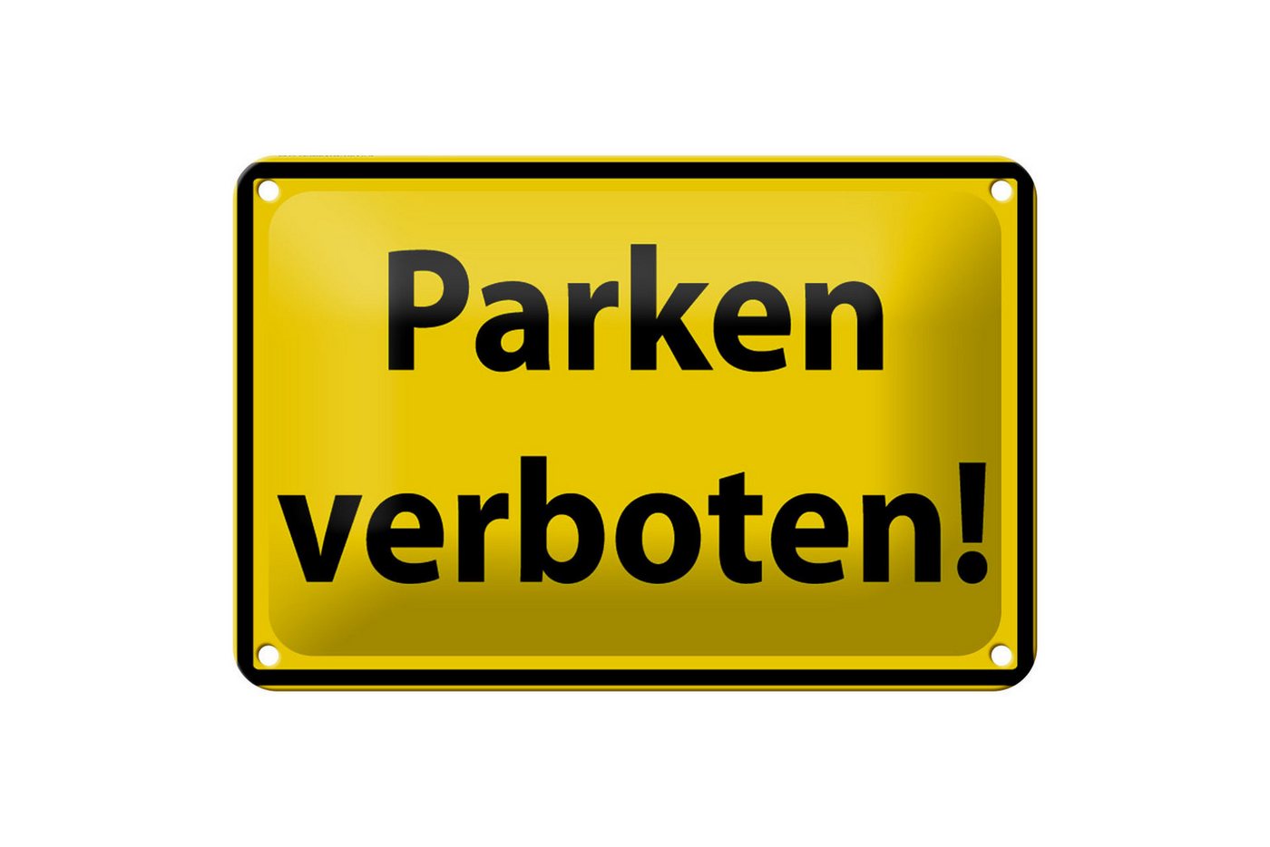 Femer GmbH Metallschild Warnschild 18x12cm Parken Verboten gelb, (1 St), gewölbte Oberfläche, abgerundete Ecken, umgeschlagene Kanten von Femer GmbH