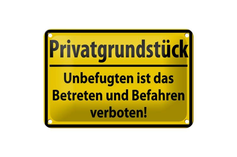 Femer GmbH Metallschild Warnschild 18x12cm Privatgrundstück, (1 St), gewölbte Oberfläche, abgerundete Ecken, umgeschlagene Kanten von Femer GmbH
