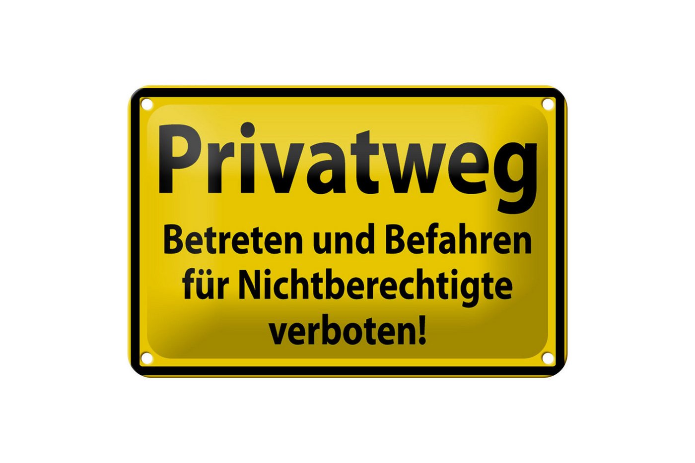 Femer GmbH Metallschild Warnschild 18x12cm Privatweg gelb schwarz, (1 St), gewölbte Oberfläche, abgerundete Ecken, umgeschlagene Kanten von Femer GmbH