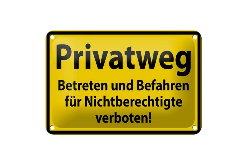 Femer GmbH Metallschild Warnschild 18x12cm Privatweg gelb schwarz, (1 St), gewölbte Oberfläche, abgerundete Ecken, umgeschlagene Kanten von Femer GmbH