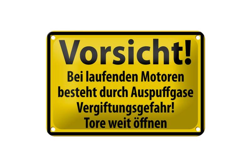 Femer GmbH Metallschild Warnschild 18x12cm Vorsicht Bei laufenden Motoren, (1 St), gewölbte Oberfläche, abgerundete Ecken, umgeschlagene Kanten von Femer GmbH