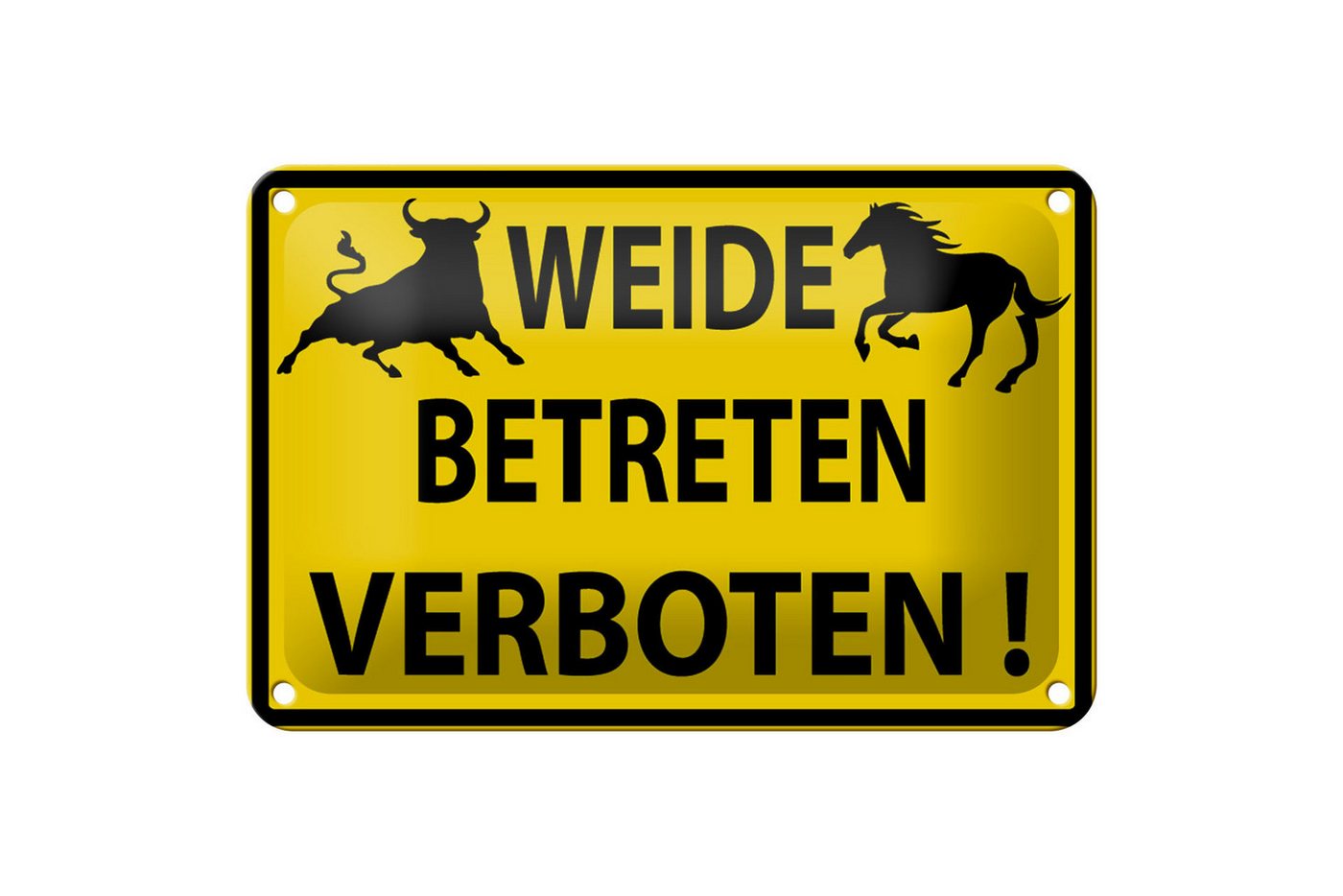 Femer GmbH Metallschild Warnschild 18x12cm Weide Betreten verboten, (1 St), gewölbte Oberfläche, abgerundete Ecken, umgeschlagene Kanten von Femer GmbH