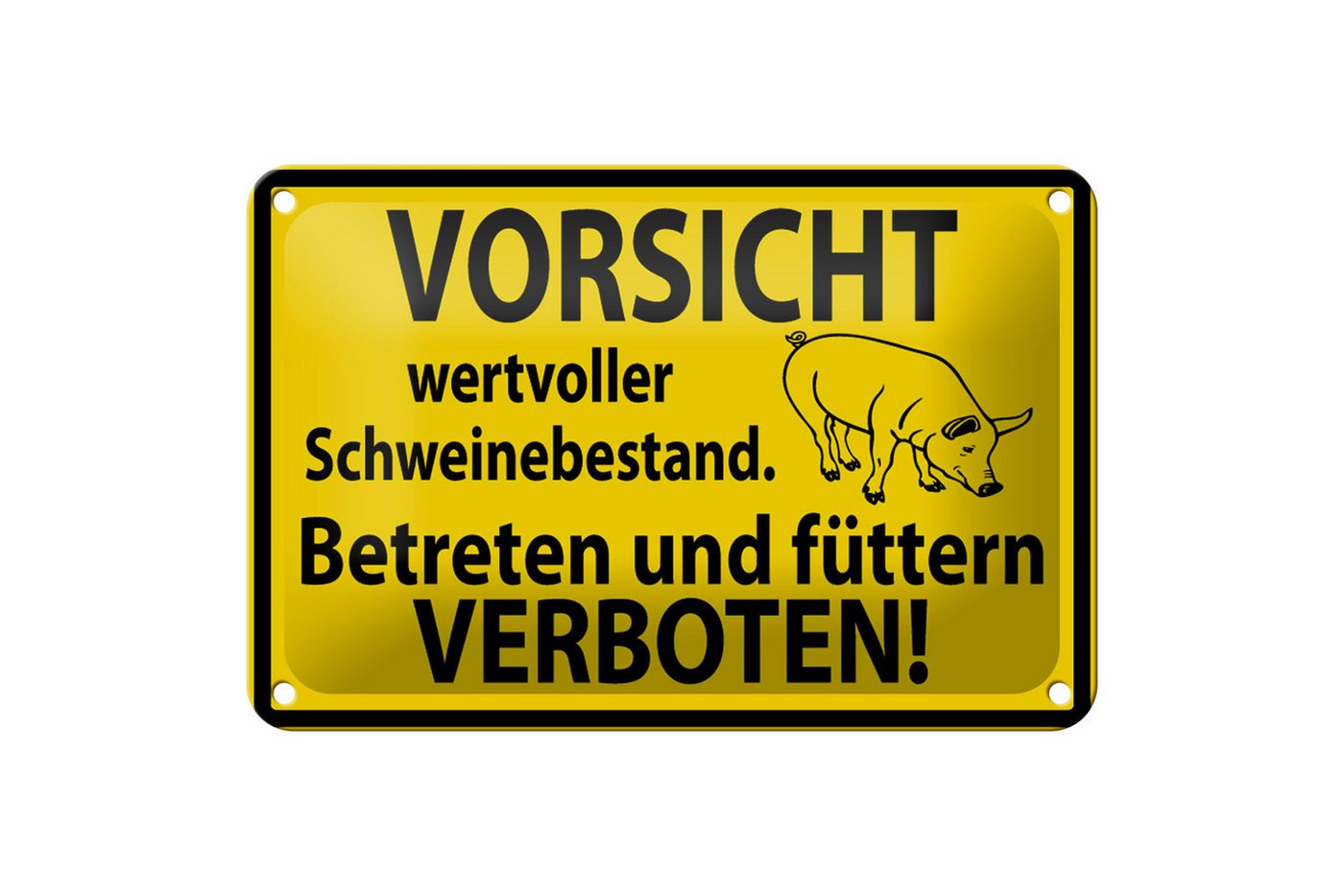 Femer GmbH Metallschild Warnschild 18x12cm Wertvoller Schweinebestand, (1 St), gewölbte Oberfläche, abgerundete Ecken, umgeschlagene Kanten von Femer GmbH