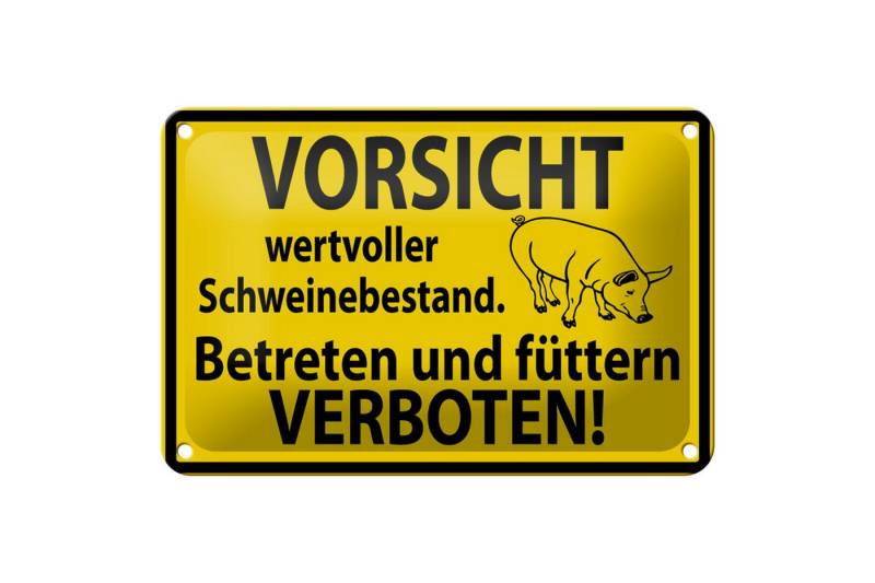 Femer GmbH Metallschild Warnschild 18x12cm Wertvoller Schweinebestand, (1 St), gewölbte Oberfläche, abgerundete Ecken, umgeschlagene Kanten von Femer GmbH