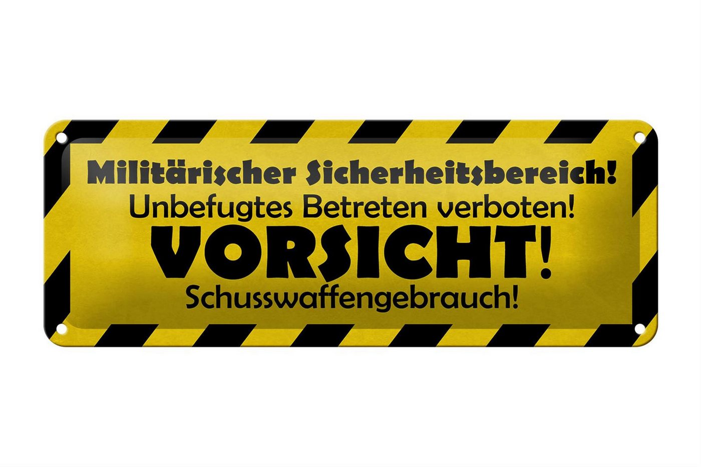 Femer GmbH Metallschild Warnschild 27x10cm Militärischer Sicherheitsbereich, (1 St), gewölbte Oberfläche, abgerundete Ecken, umgeschlagene Kanten von Femer GmbH