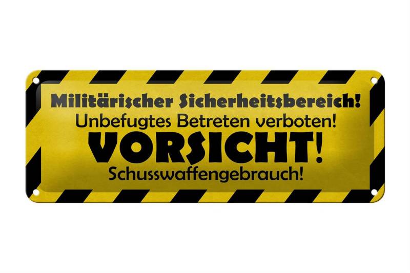 Femer GmbH Metallschild Warnschild 27x10cm Militärischer Sicherheitsbereich, (1 St), gewölbte Oberfläche, abgerundete Ecken, umgeschlagene Kanten von Femer GmbH