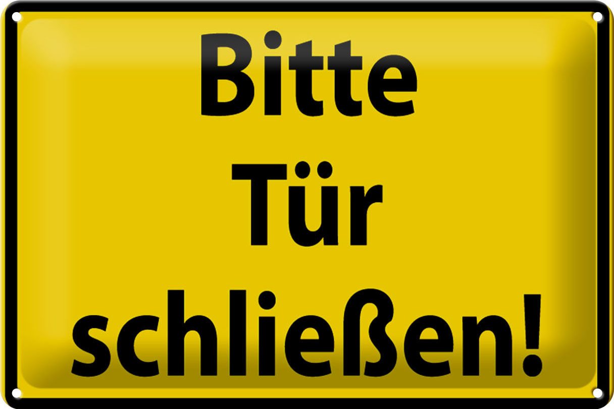 Femer GmbH Metallschild Warnschild 30x20cm Bitte Tür schließen, (1 St), gewölbte Oberfläche, abgerundete Ecken, umgeschlagene Kanten von Femer GmbH