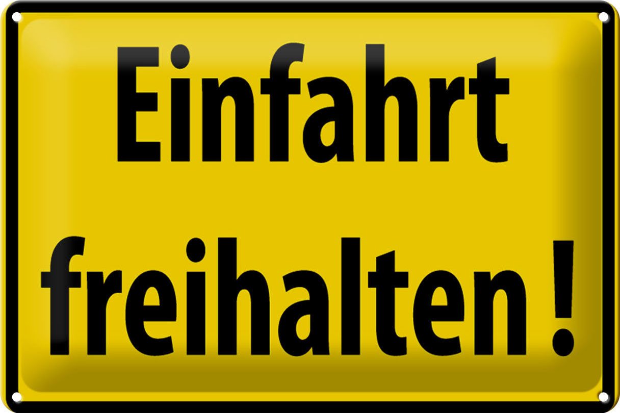 Femer GmbH Metallschild Warnschild 30x20cm Einfahrt freihalten, (1 St), gewölbte Oberfläche, abgerundete Ecken, umgeschlagene Kanten von Femer GmbH