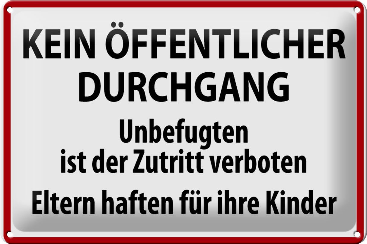 Femer GmbH Metallschild Warnschild 30x20cm Kein Öffentlicher Durchgang, (1 St), gewölbte Oberfläche, abgerundete Ecken, umgeschlagene Kanten von Femer GmbH